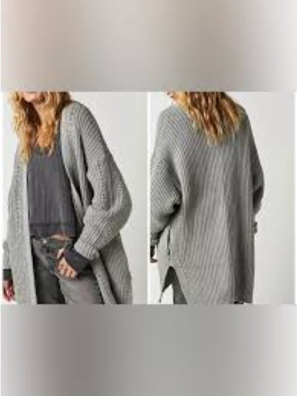 Free People Oversized Open-Front Chunky Knit Cardigan - Gray